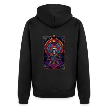 Dia de Muertos moderne dieu squelette sur le trône - Veste à capuche bio Premium Unisexe - noir - Dos - Nico (187cm)
