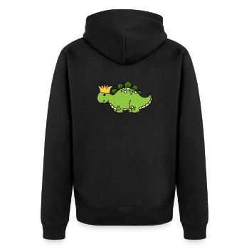 Dino Crown King - Unisex Premium Organic Zip Hoodie - black - Back - Nico (187cm)