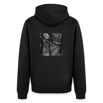 Mandala, Afrikastil, Afrika, Tattoo - Unisex Premium Bio Zip Hoodie - Schwarz - Hinten - Nico (187cm)