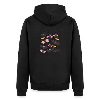 Mignonnes chauves-souris rose et jaune Halloween illustration - Veste à capuche bio Premium Unisexe - noir - Dos - Nico (187cm)