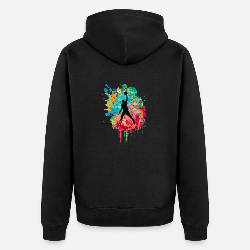 Joueurs de basket-ball - PopArt - Veste à capuche bio Premium Unisexe - noir