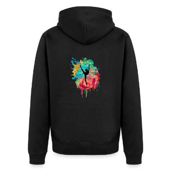 Tänzerin PopArt - Unisex Premium Bio Zip Hoodie - Schwarz - Hinten - Nico (187cm)