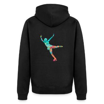 Eiskunstlauf PopArt - Unisex Premium Bio Zip Hoodie - Schwarz - Hinten - Nico (187cm)