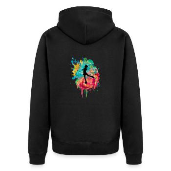Eiskunstlauf PopArt - Unisex Premium Bio Zip Hoodie - Schwarz - Hinten - Nico (187cm)