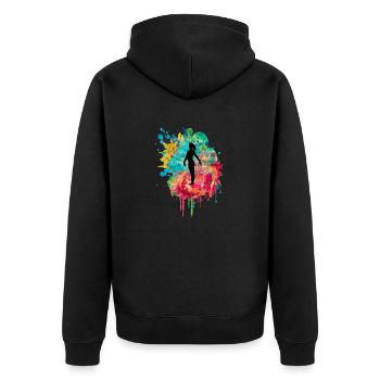 Gymnastique, Athlétisme, Gymnastique PopArt - Veste à capuche bio Premium Unisexe - noir - Dos - Nico (187cm)