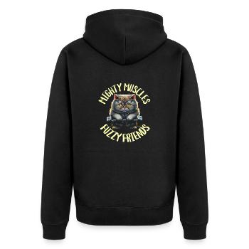 Bodybuilding Cat - Muscles Puissants Fuzzy - Veste à capuche bio Premium Unisexe - noir - Dos - Nico (187cm)