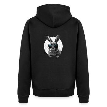 Cooler Hase mit Sonnenbrille - Unisex Premium Bio Zip Hoodie - Schwarz - Hinten - Nico (187cm)