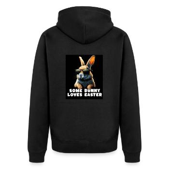 Cool Rabbit - A rabbit loves Easter - Unisex Premium Organic Zip Hoodie - black - Back - Nico (187cm)