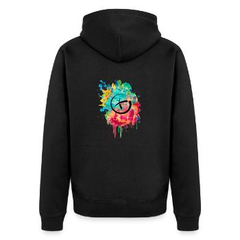 Geocaching PopArt - Unisex Premium Bio Zip Hoodie - Schwarz - Hinten - Nico (187cm)