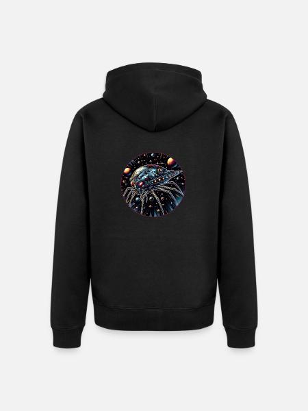 Fantastic spider spaceship in space - Unisex Premium Organic Zip Hoodie - black