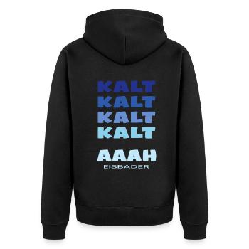 eisbaden winterbader cool icebath kälteresistent - Unisex Premium Bio Zip Hoodie - Schwarz - Hinten - Nico (187cm)