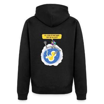 Isn't he so cute? | Pregnancy Baby Announcement - Unisex Premium Organic Zip Hoodie - black - Back - Nico (187cm)