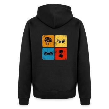 MTB mountain biker bike chain retro dirtbike - Unisex Premium Organic Zip Hoodie - black - Back - Nico (187cm)