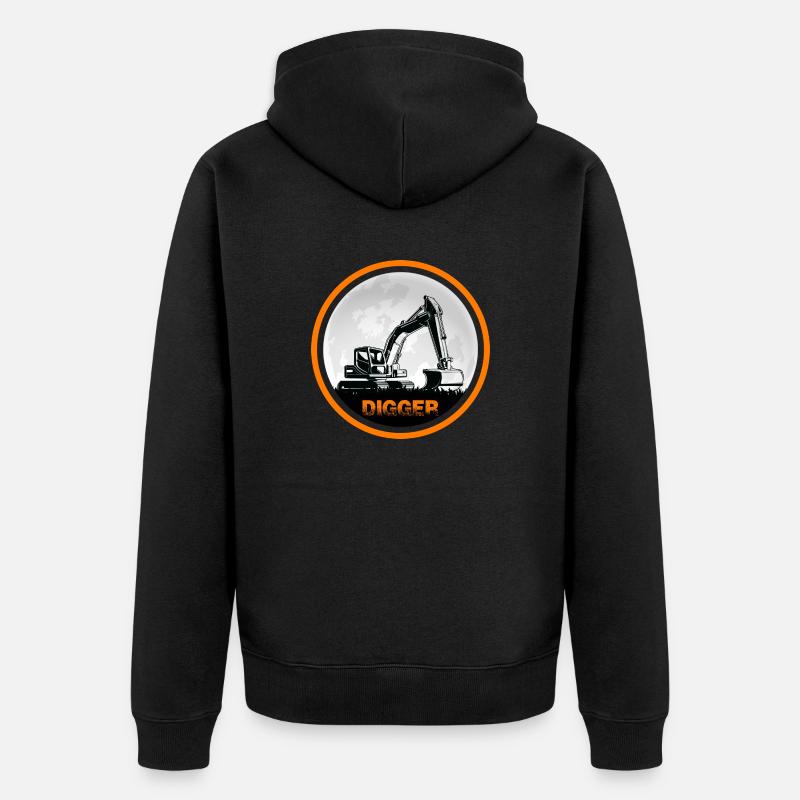 Baggerfahrer Bagger "Digger" Baggerschaufel - Unisex Premium Bio Zip Hoodie - Schwarz