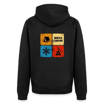 winter camping winter camping snow bivouac - Unisex Premium Organic Zip Hoodie - black - Back - Nico (187cm)