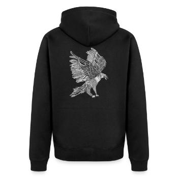Adler - Unisex Premium Bio Zip Hoodie - Schwarz - Hinten - Nico (187cm)