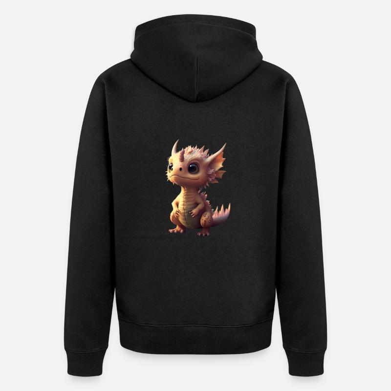 Petit dragon mignon 1 - Veste à capuche bio Premium Unisexe - noir