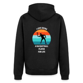 Racqueetball - Unisex Premium Organic Zip Hoodie - black - Back - Nico (187cm)
