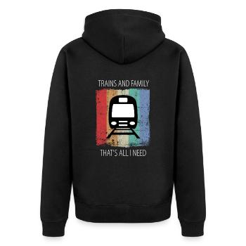 Train Railway Railroad Worker Trains Train Driver - Unisex Premium Organic Zip Hoodie - black - Back - Nico (187cm)