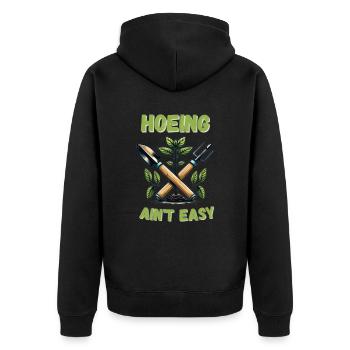 Lustiger Spruch Gartenarbeit zweideutig Garten - Unisex Premium Bio Zip Hoodie - Schwarz - Hinten - Nico (187cm)