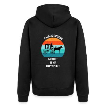 Coachman Carriage Horse-drawn carriage Coffee - Unisex Premium Organic Zip Hoodie - black - Back - Nico (187cm)