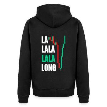Long Trade - Unisex Premium Organic Zip Hoodie - black - Back - Nico (187cm)