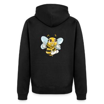 Süße Biene Wespe Illustration Cartoon Comic - Unisex Premium Bio Zip Hoodie - Schwarz - Hinten - Nico (187cm)