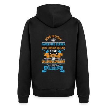 Beachvolleyball Volleyball Beach-Volleyball - Unisex Premium Bio Zip Hoodie - Schwarz - Hinten - Nico (187cm)