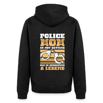 Polizei Polizist Polizeibeamte - Unisex Premium Bio Zip Hoodie - Schwarz - Hinten - Nico (187cm)