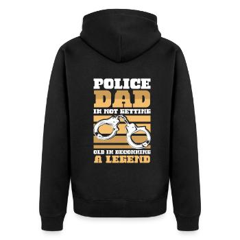 Polizei Polizist Polizeibeamte - Unisex Premium Bio Zip Hoodie - Schwarz - Hinten - Nico (187cm)