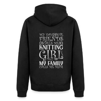 My Favorite friends calls me Knitting Girl - Unisex Premium Bio Zip Hoodie - Schwarz - Hinten - Nico (187cm)