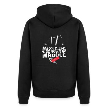 MUSCLEMAGGLE png - Veste à capuche bio Premium Unisexe - noir - Dos - Nico (187cm)