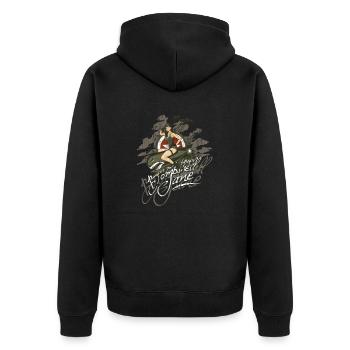 Bombshell Jane - Unisex Premium Bio Zip Hoodie - Schwarz - Hinten - Nico (187cm)