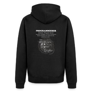 Programmierer Duden - Unisex Premium Bio Zip Hoodie - Schwarz - Hinten - Nico (187cm)