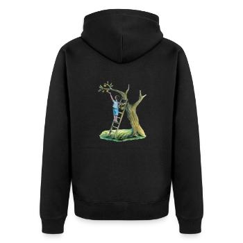 Apfelbaum - Unisex Premium Bio Zip Hoodie - Schwarz - Hinten - Nico (187cm)