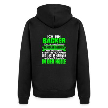 BÄCKER - Hölle - Unisex Premium Bio Zip Hoodie - Schwarz - Hinten - Nico (187cm)