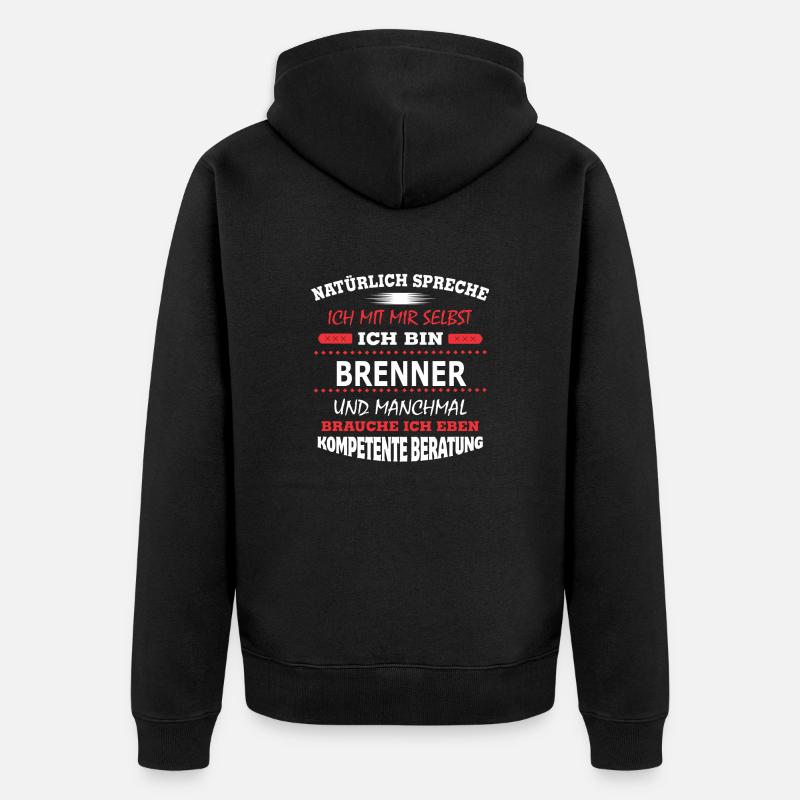 BRENNER - Unisex Premium Bio Zip Hoodie - Schwarz