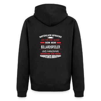 BILLARDSPIELER - Unisex Premium Bio Zip Hoodie - Schwarz - Hinten - Nico (187cm)