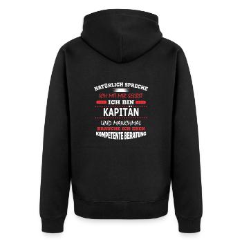 KAPITÄN - Unisex Premium Bio Zip Hoodie - Schwarz - Hinten - Nico (187cm)