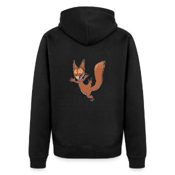 Squirrel - Unisex Premium Organic Zip Hoodie - black - Back - Nico (187cm)