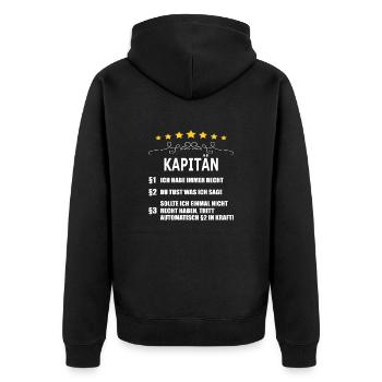 KAPITÄN - Unisex Premium Bio Zip Hoodie - Schwarz - Hinten - Nico (187cm)