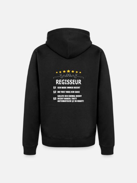 REGISSEUR - Unisex Premium Bio Zip Hoodie - Schwarz