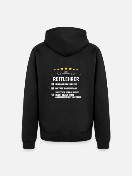 REITLEHRER - Unisex Premium Bio Zip Hoodie - Schwarz