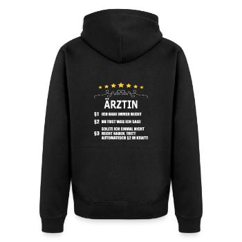 ÄRZTIN - Unisex Premium Bio Zip Hoodie - Schwarz - Hinten - Nico (187cm)