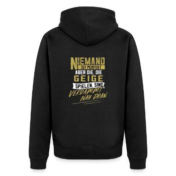 Geige Geiger Fidel Geigenspieler Geschenk - Unisex Premium Bio Zip Hoodie - Schwarz - Hinten - Nico (187cm)