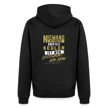 Kegler Kegeln Kegelbahn Kegel Geschenk - Unisex Premium Bio Zip Hoodie - Schwarz - Hinten - Nico (187cm)