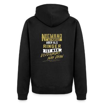 Ringer Ringen Ringkampf Freistilringen Geschenk - Unisex Premium Bio Zip Hoodie - Schwarz - Hinten - Nico (187cm)