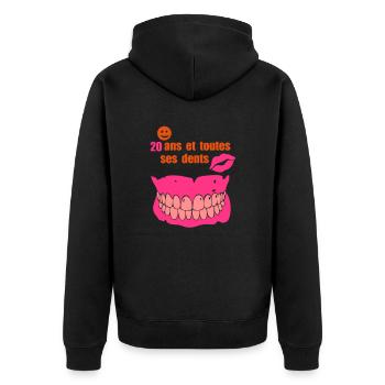 20 ans toutes ses dents anniversaire humour - Veste à capuche bio Premium Unisexe - noir - Dos - Nico (187cm)