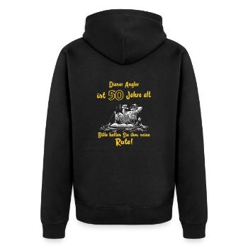 FID - Dieser Angler ist 50 Jahre alt - bitte - Unisex Premium Bio Zip Hoodie - Schwarz - Hinten - Nico (187cm)