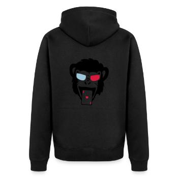 Affe Gorilla Affe tete5 poker2 - Unisex Premium Bio Zip Hoodie - Schwarz - Hinten - Nico (187cm)